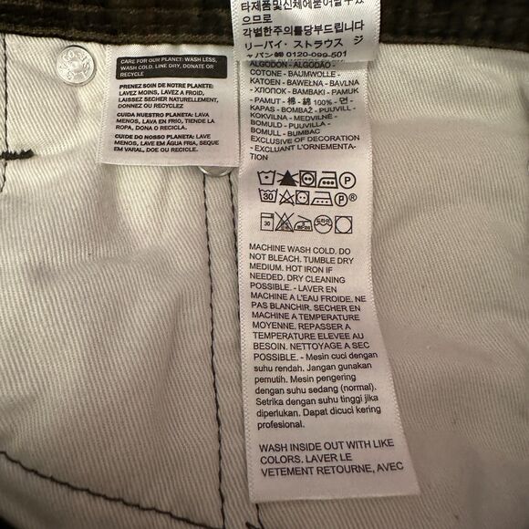 NWT Levi's 578 Baggy Corduroy Jeans Ennis Plaid Brown Size 33x30 (34X28) $98 - Picture 13 of 14